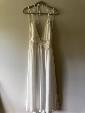 short flared wedding dress Jane Summers Isabella Backless Short White Rehearsal Dinner and Wedding Dress 2 / White with Blush Pink Ribbon , female , adult main image 0